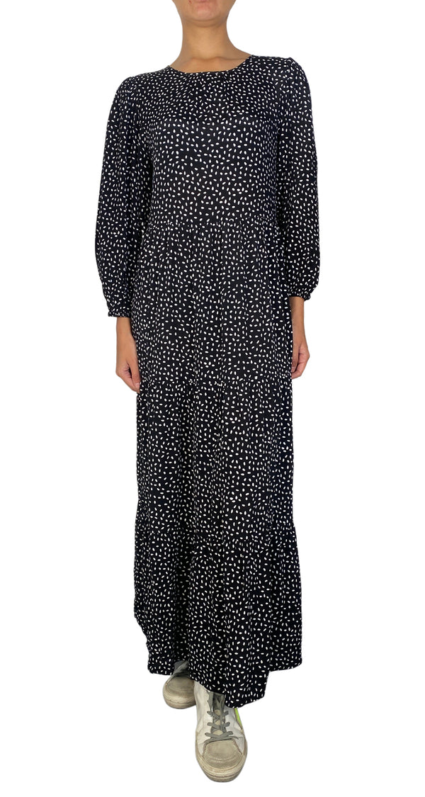 Vestido Maxi Negro Lunares