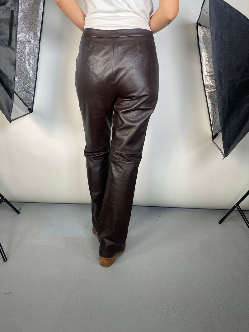Pantalón de Cuero Café Oscuro