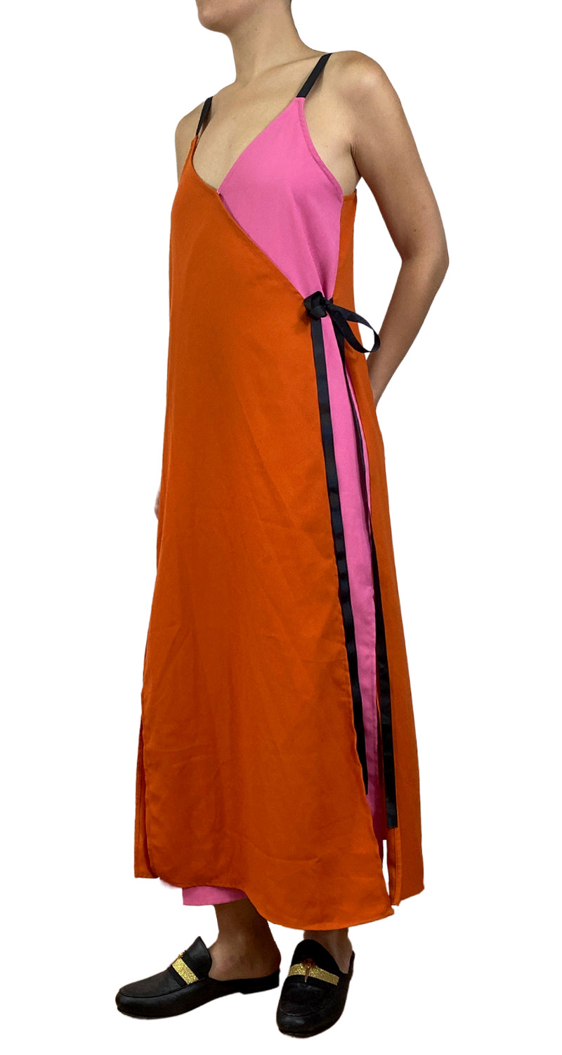 Vestido Wrap Bicolor