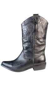 Botas Jacinta Croco Negro