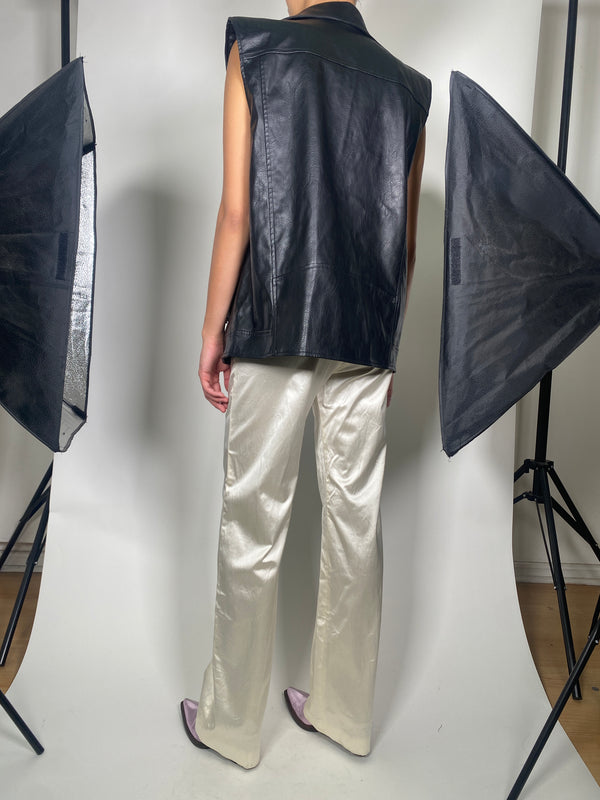 Chaqueta Sin Mangas Oversize Cuero Vegano