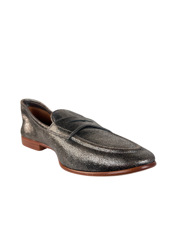 Zapato Cuero Plateado