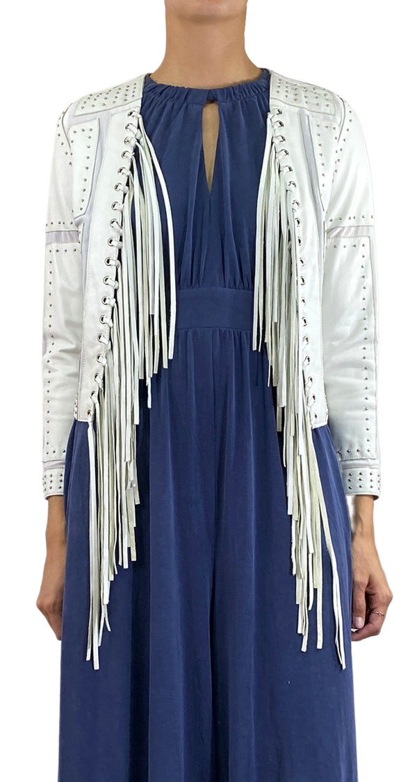 Chaqueta Blanca Flecos