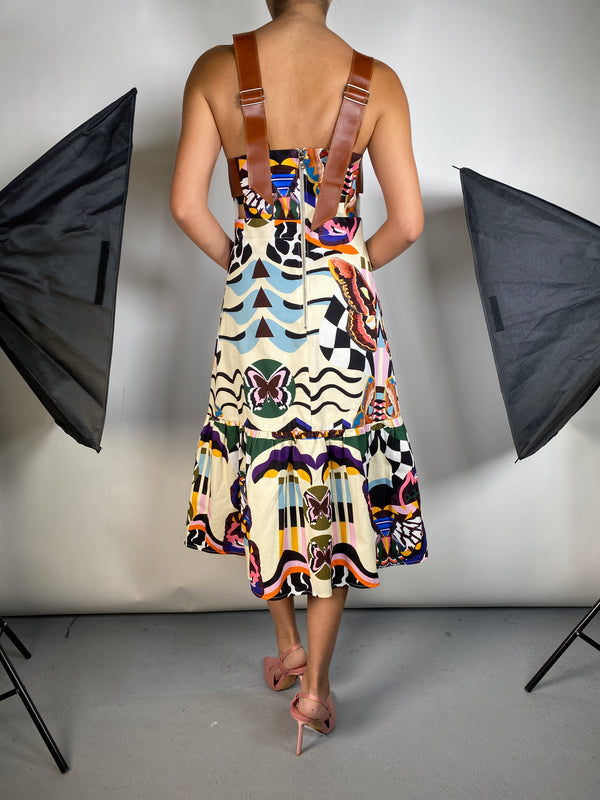 Vestido Estampado Correas de Cuero