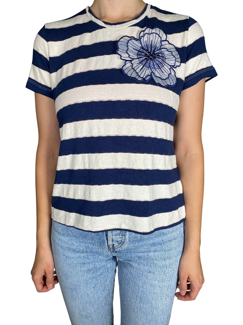 Polera Flor Rayas
