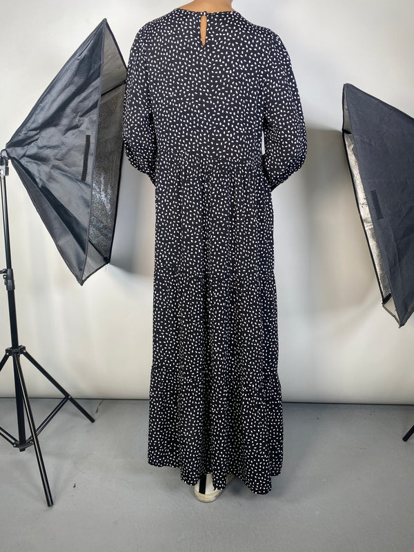 Vestido Maxi Negro Lunares