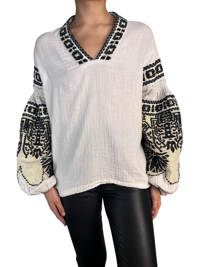 Blusa Mangas Aglobadas