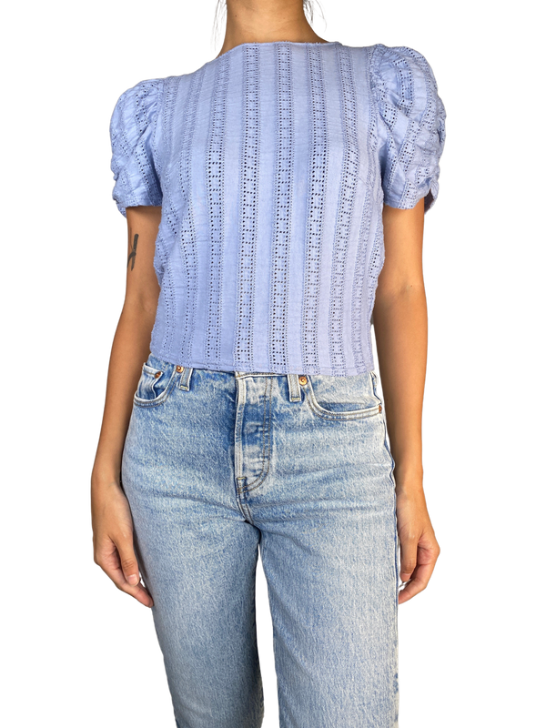 Blusa Azul Bordada