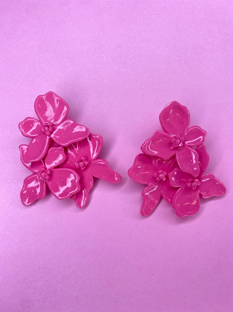 Aros Flor TRIO Fucsia