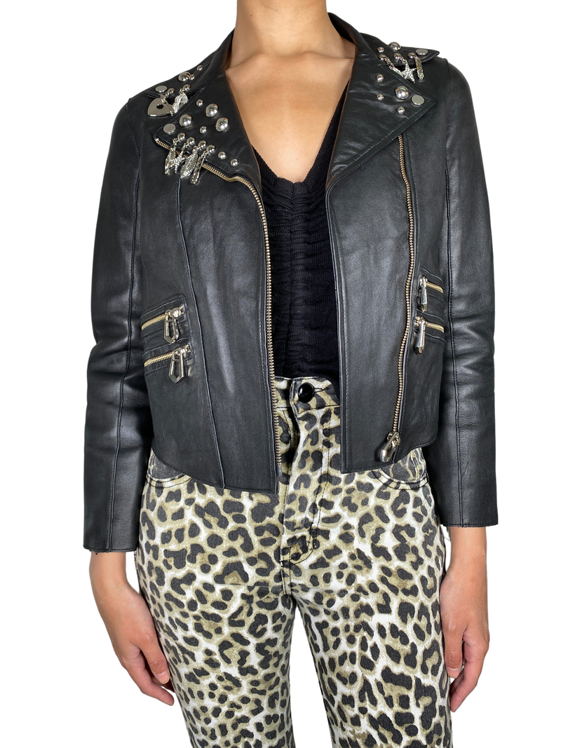 Chaqueta Cuero Negro