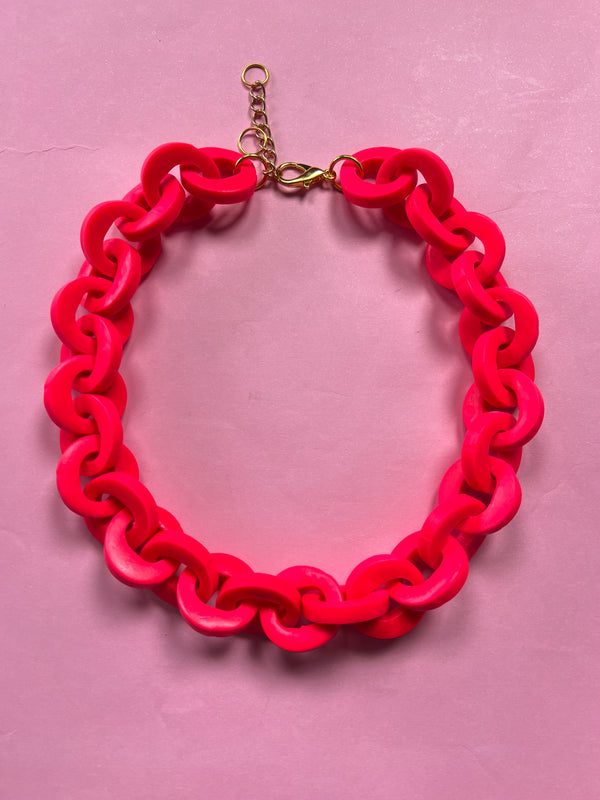 Collar Cadenas Pink Fluorescente Slim