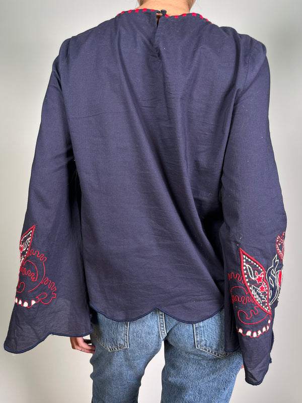 Blusa Navy Bordada