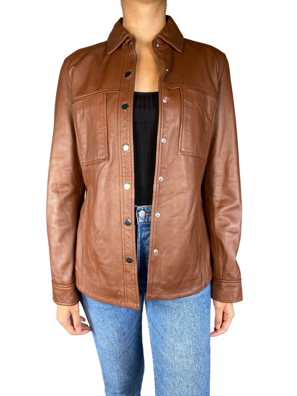 Chaqueta de Cuero Café