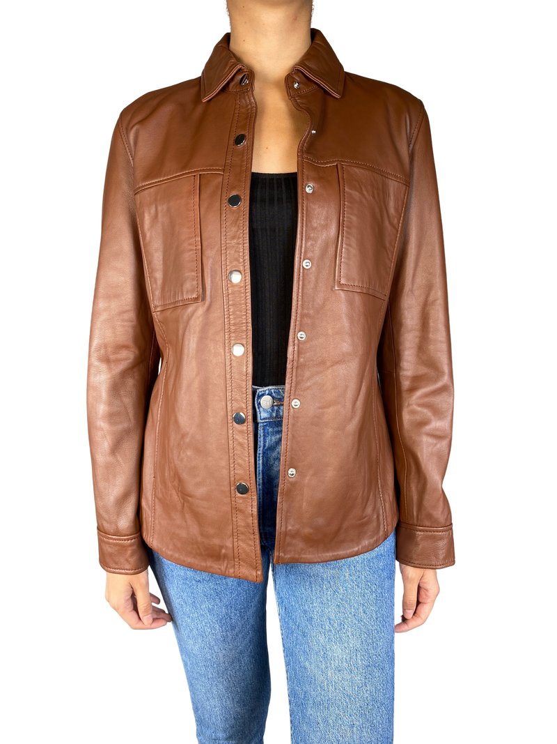 Chaqueta de Cuero Café