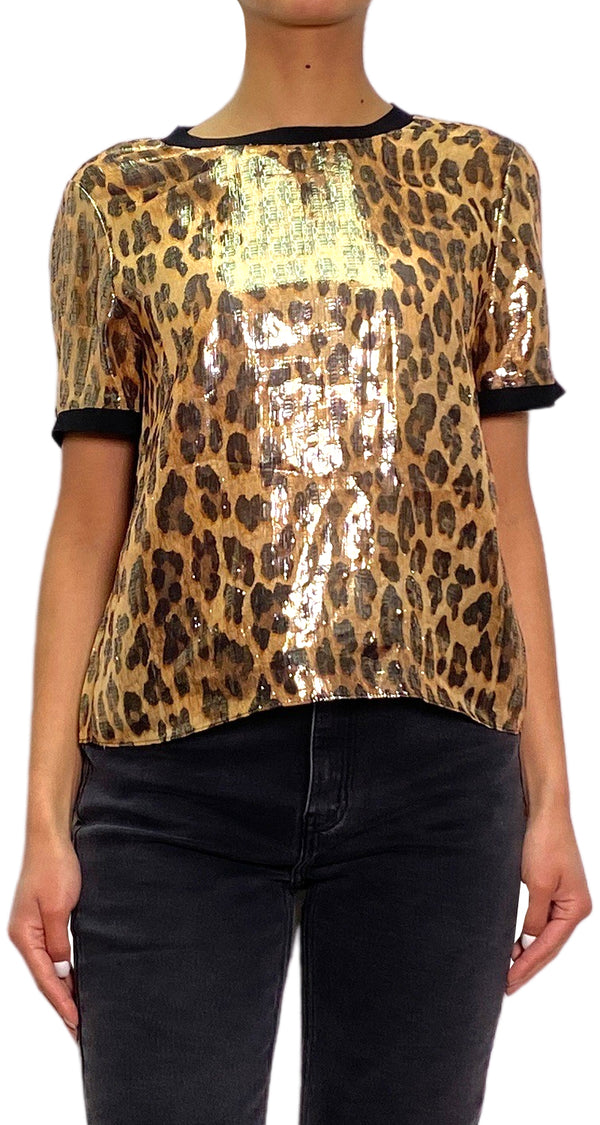 Polera Seda Animal Print Metalizada