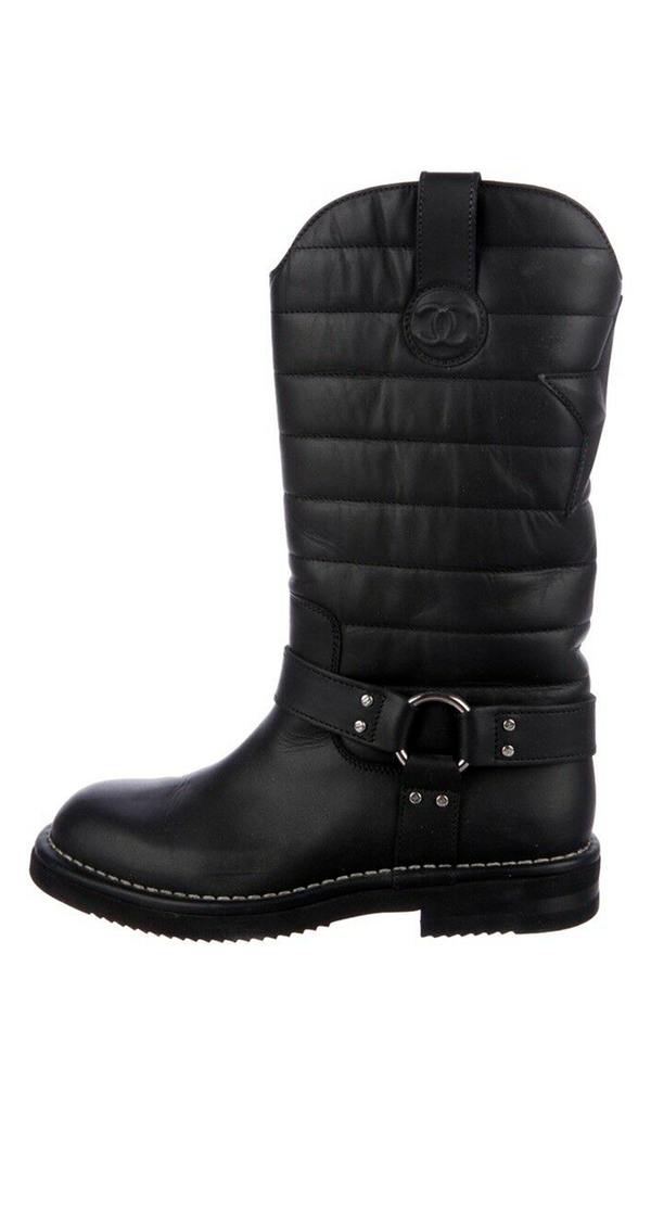 Botas Mid Calf Moto Negro