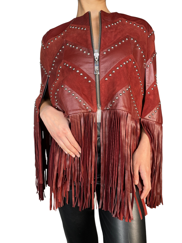 Poncho Violet Burdeo Cuero