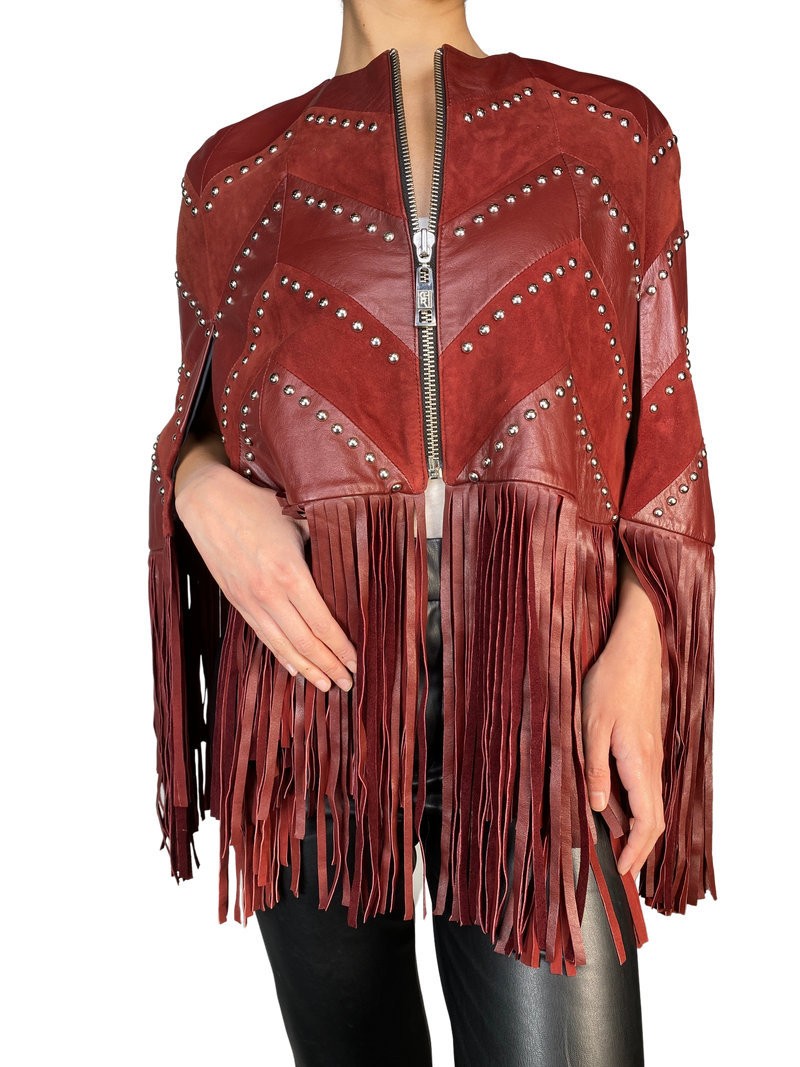 Poncho Violet Burdeo Cuero