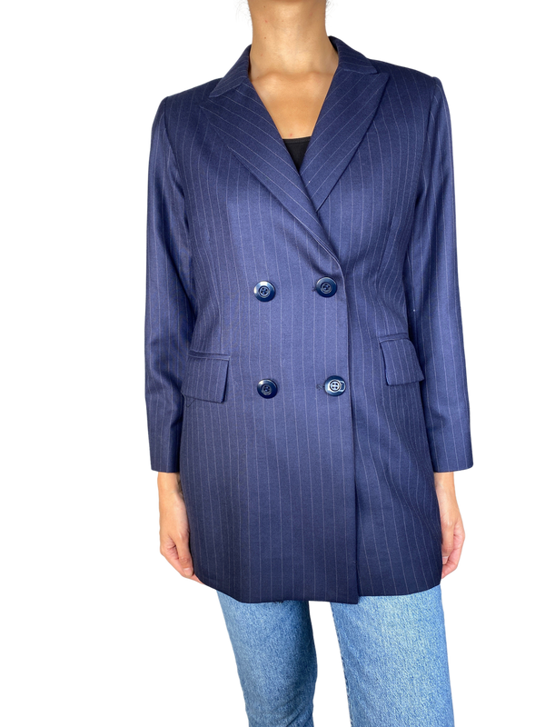 Blazer de Rayas Azul Marino