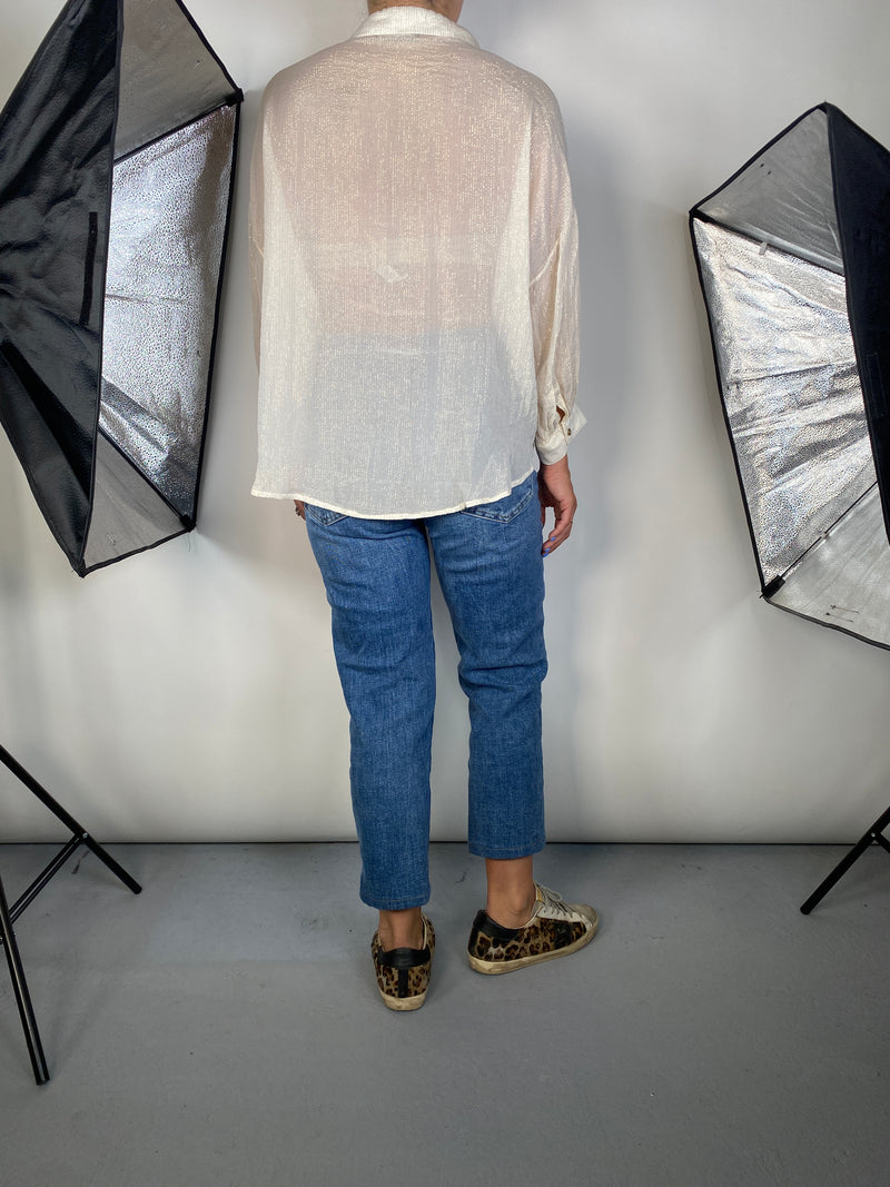 Blusa Beige Fibras Metalizadas