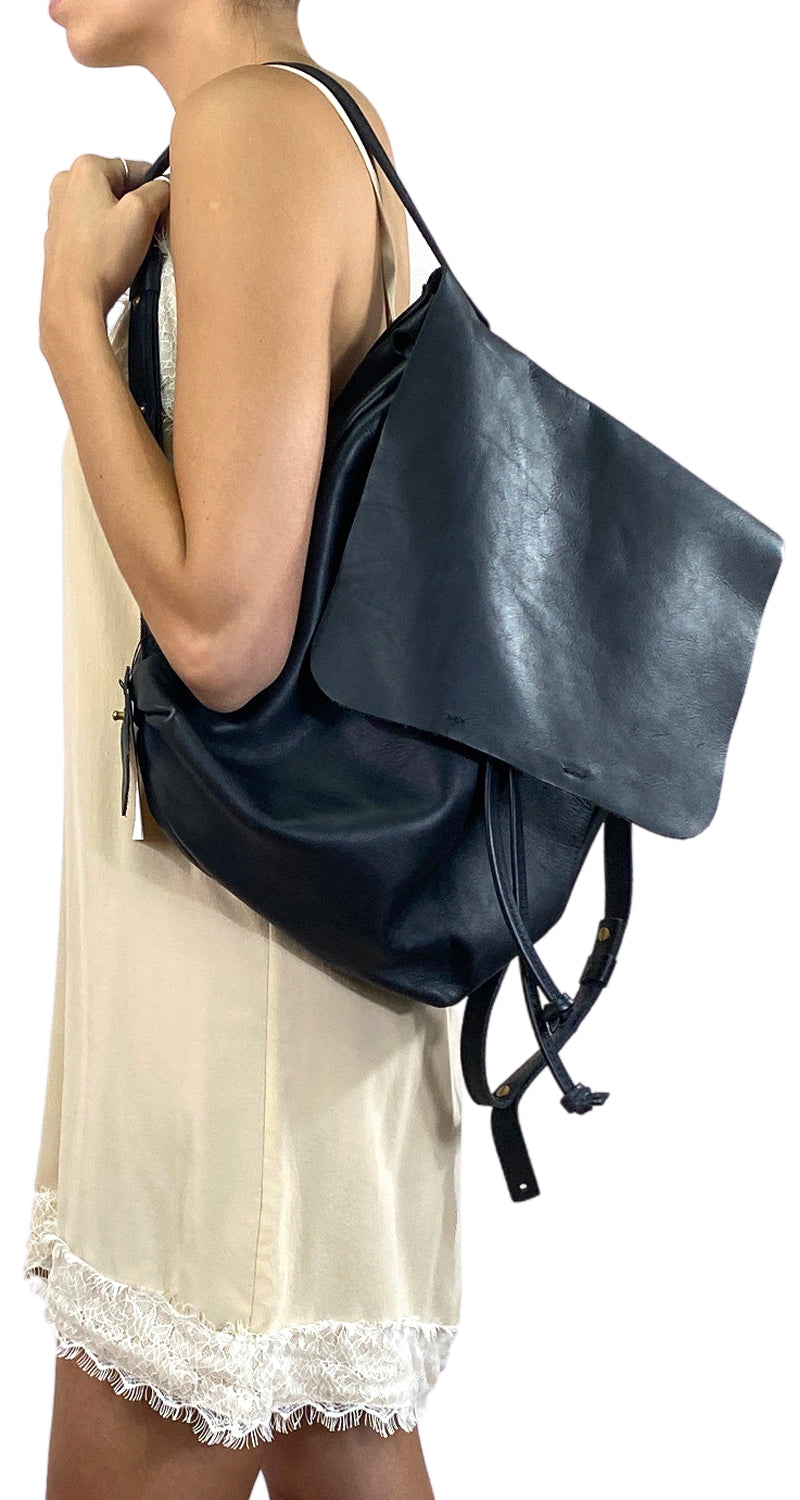 Mochila Cuero Negro