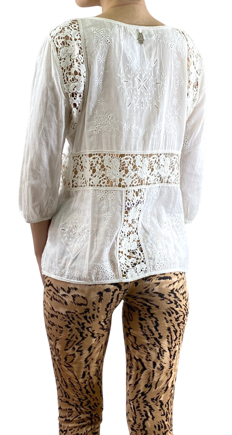 Blusa Bordado Crema