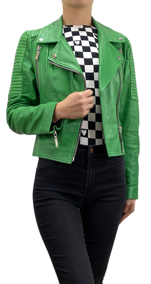 Chaqueta Cuero Verde