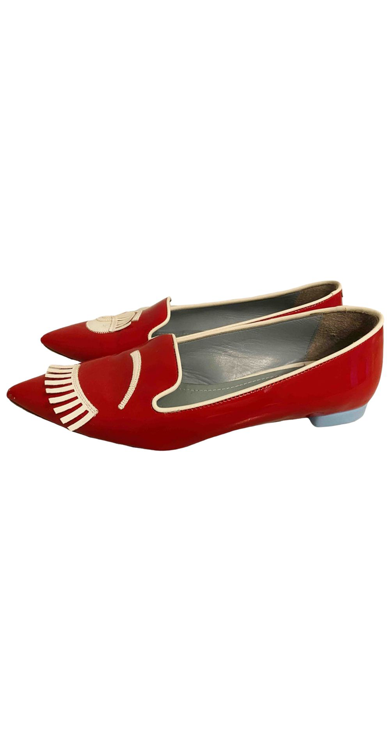Red Patent Flat