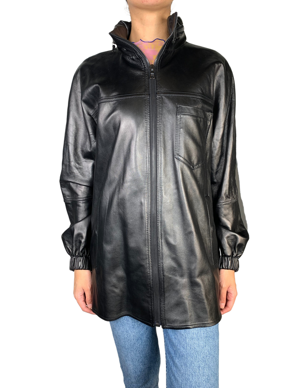 Chaqueta Cuero con Capucha