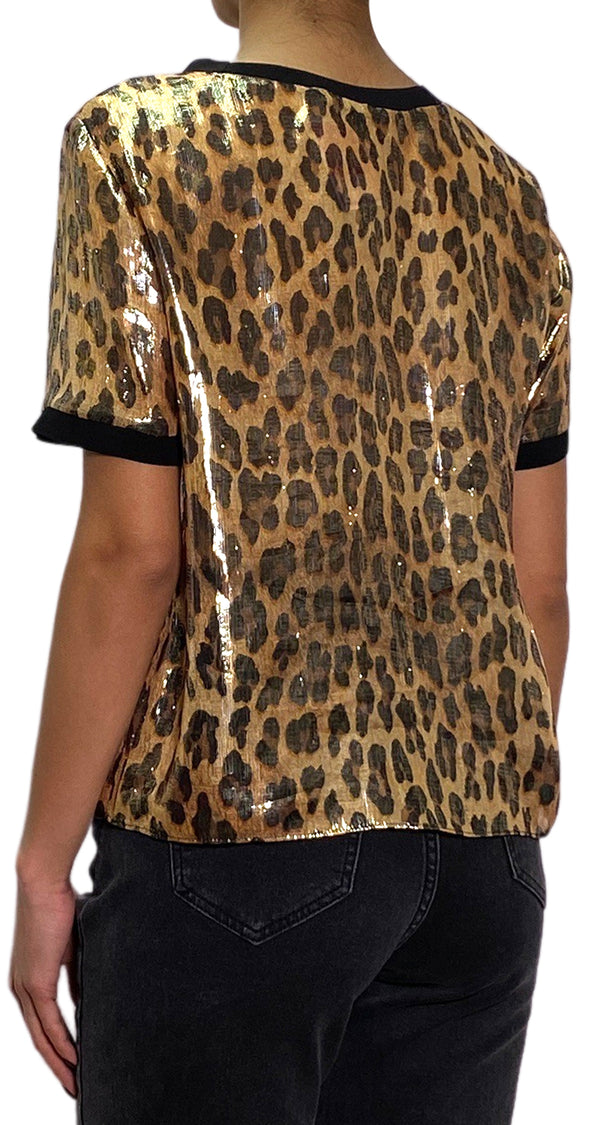 Polera Seda Animal Print Metalizada