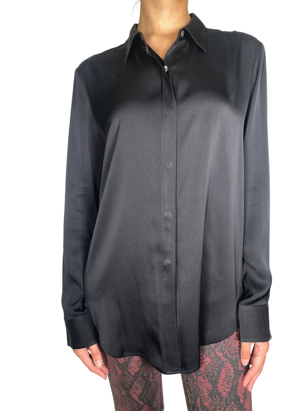 Blusa Seda Negra Satinada