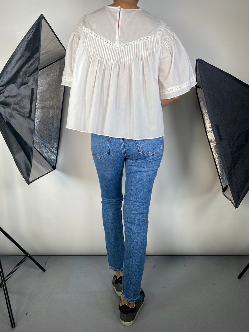 Blusa Blanca Plisada