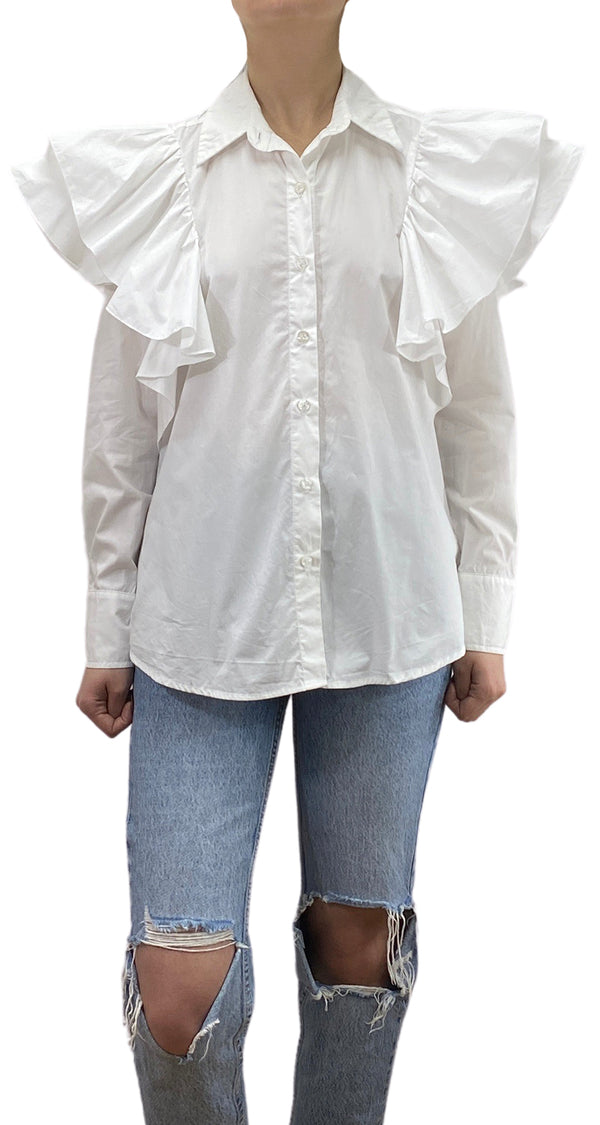 Blusa Blanca con Vuelos