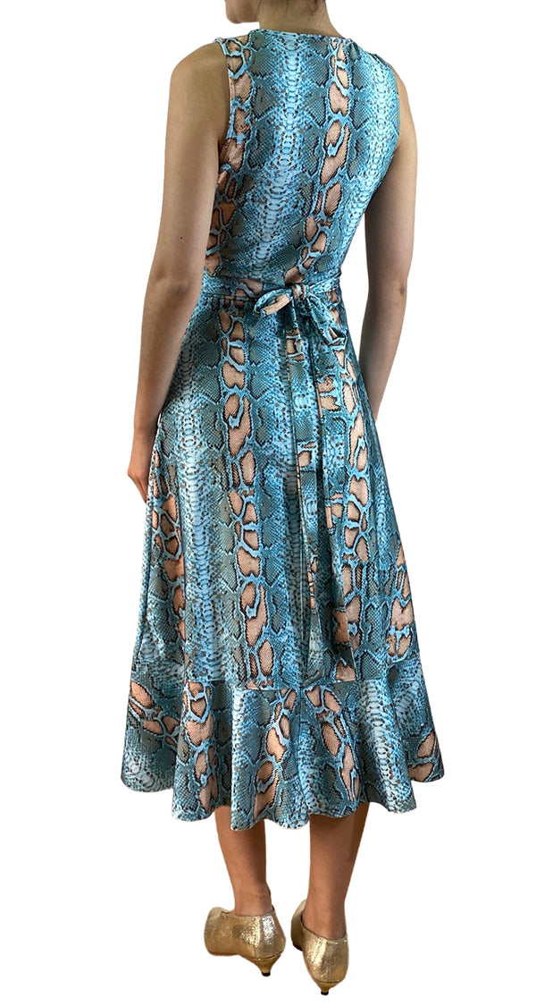 Vestido Wrap Snake Turquesa