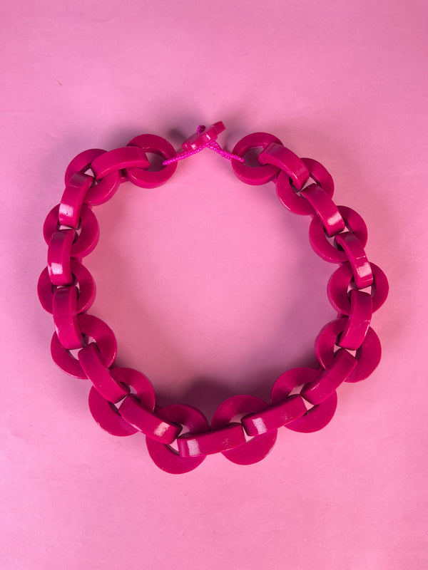 Collar Fucsia Cadenas