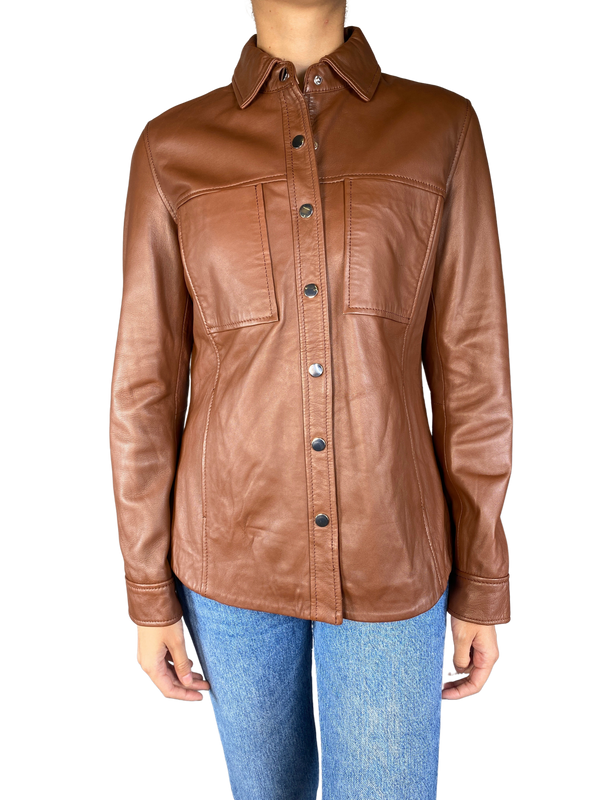 Chaqueta de Cuero Café