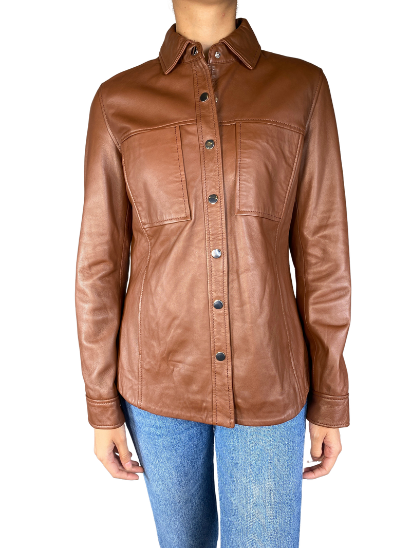 Chaqueta de Cuero Café