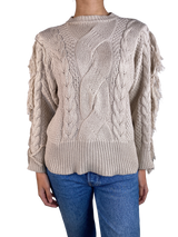 Sweater Beige Con Flecos