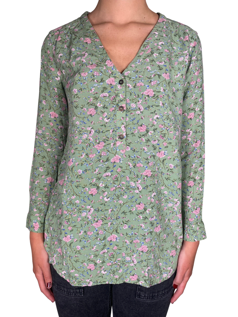 Blusa Verde Floreada