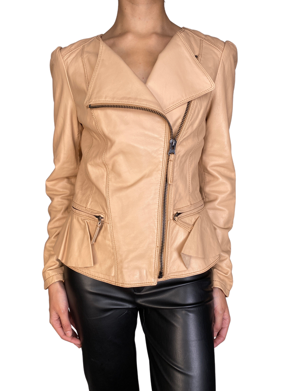 Chaqueta Cuero Camel