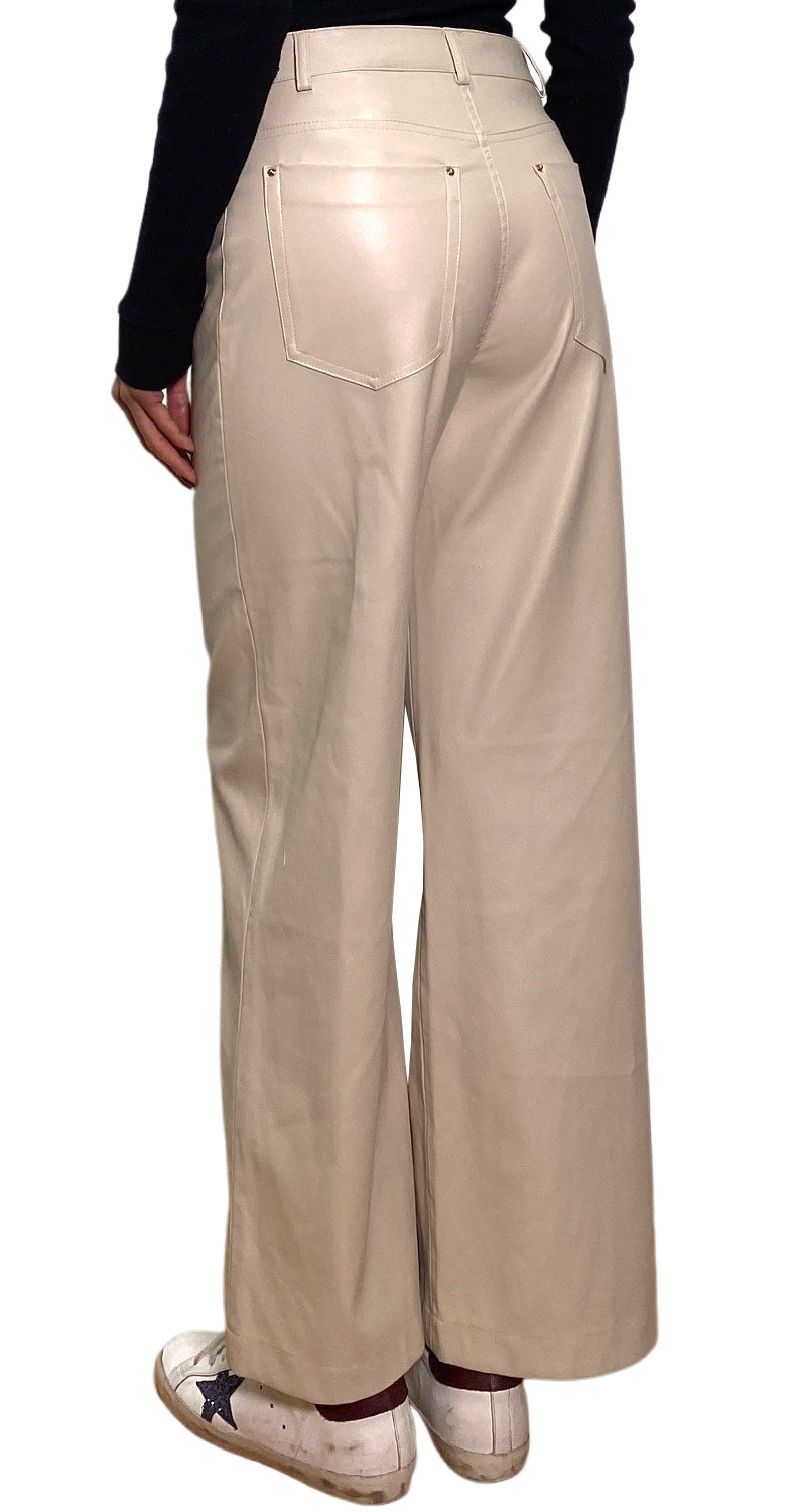 Pantalón Cuero Vegano Crema