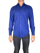 Camisa Azul Bordado Slim Fit