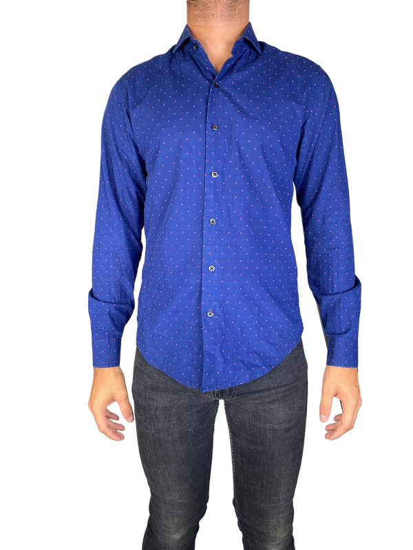 Camisa Azul Bordado Slim Fit