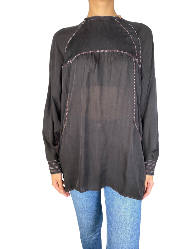 Blusa Traslucida Con Mostacilla