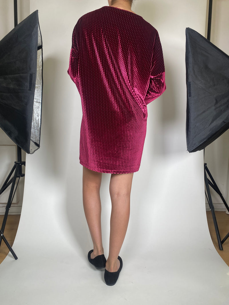 Vestido Velvet Morado Y Negro