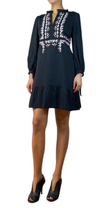 Vestido Negro Bordado Multicolor