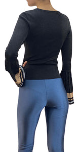 Sweater Negro Mangas Plisadas