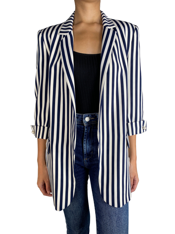 Blazer de Rayas Azul y Blanco