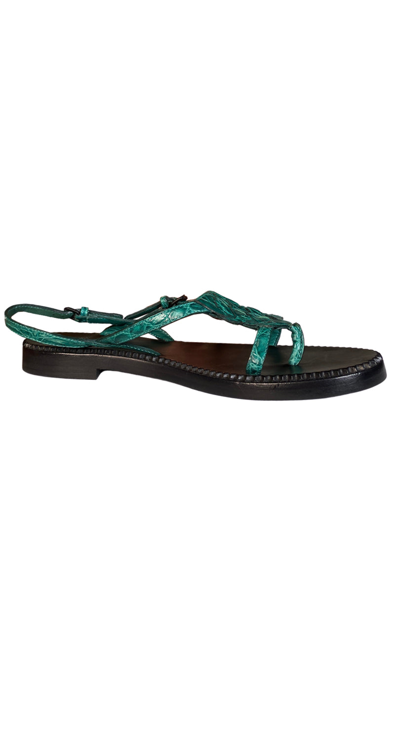 Sandalias Cuero Verde