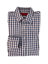 Camisa Cuadros Celeste Y Café